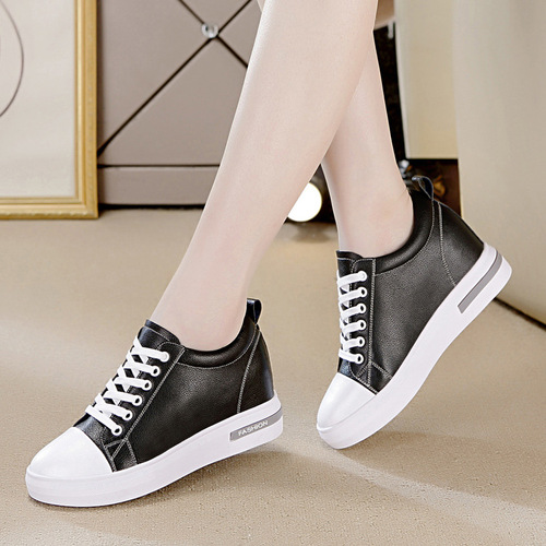 Sunday  new autumn breathable women's shoes flat casual height increasing single shoes thick sole shoes manufacturer one piece drop shipping
