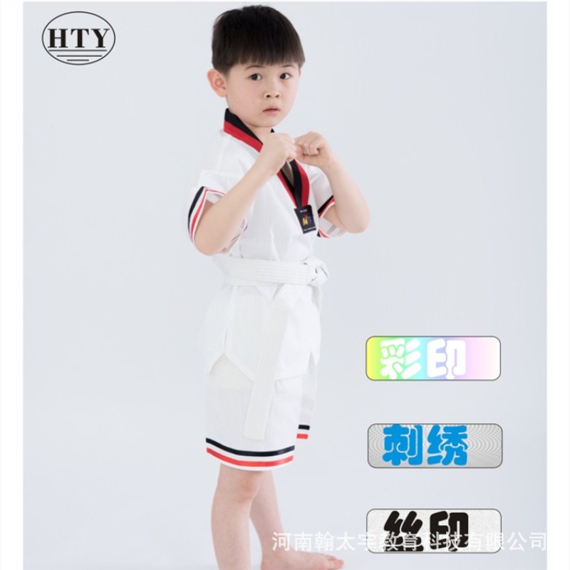 Tae Kwon Do summer Short sleeved pure cotton Uniforms direct deal Comfortable and breathable