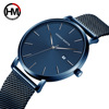 Japanese blue calendar, men's quartz watches stainless steel, waterproof watch, European style, simple and elegant design