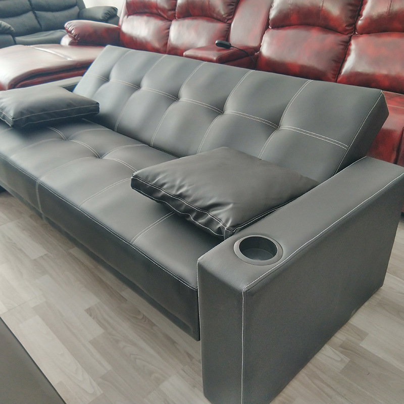 direct deal Office furniture Hard wrapped double armrest Removable With cupholders multi-function Folding sofa