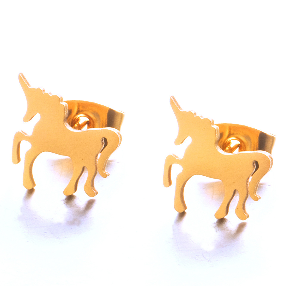 Simple Style Unicorn Alloy No Inlaid Earrings Ear Studs display picture 3