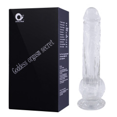 Transparent crystal simulation male organ female self-pleasing device fake penis TPE soft material Black Shark male organ large size