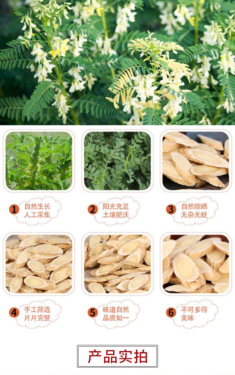 Astragalus Slices Huang Qi 黄芪 50g Bottle Changbai Mountain Dried Root Tea and Soup Herb in use