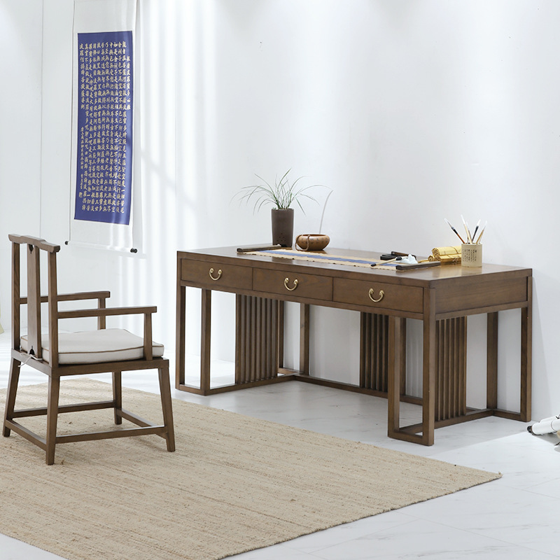 New Chinese style solid wood desk Modern Chinese desk Desk Calligraphy table The computer table Study Furniture Ash