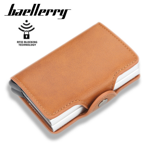 baellerry card bag men's European and American thin automatic elastic card bimetal aluminum box card holder youth buckle card holder