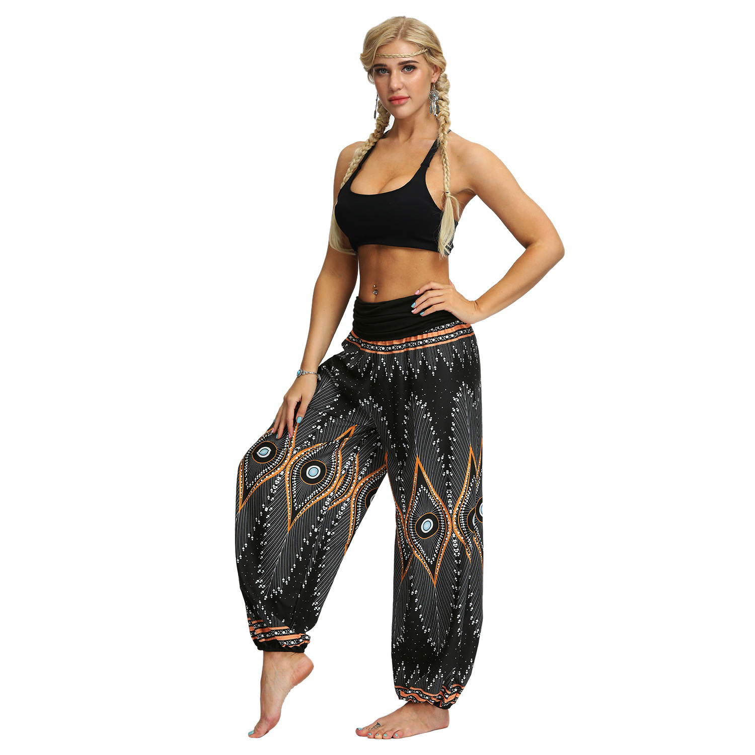 Printing Feather Fitness Yoga Casual Pants NSMDF67672