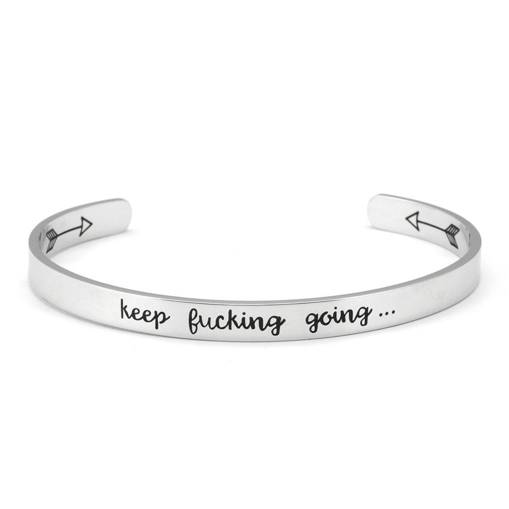 Yunna AliExpress Amazon nueva pulsera de doble flecha Keep fucking going pulsera de acero inoxidable