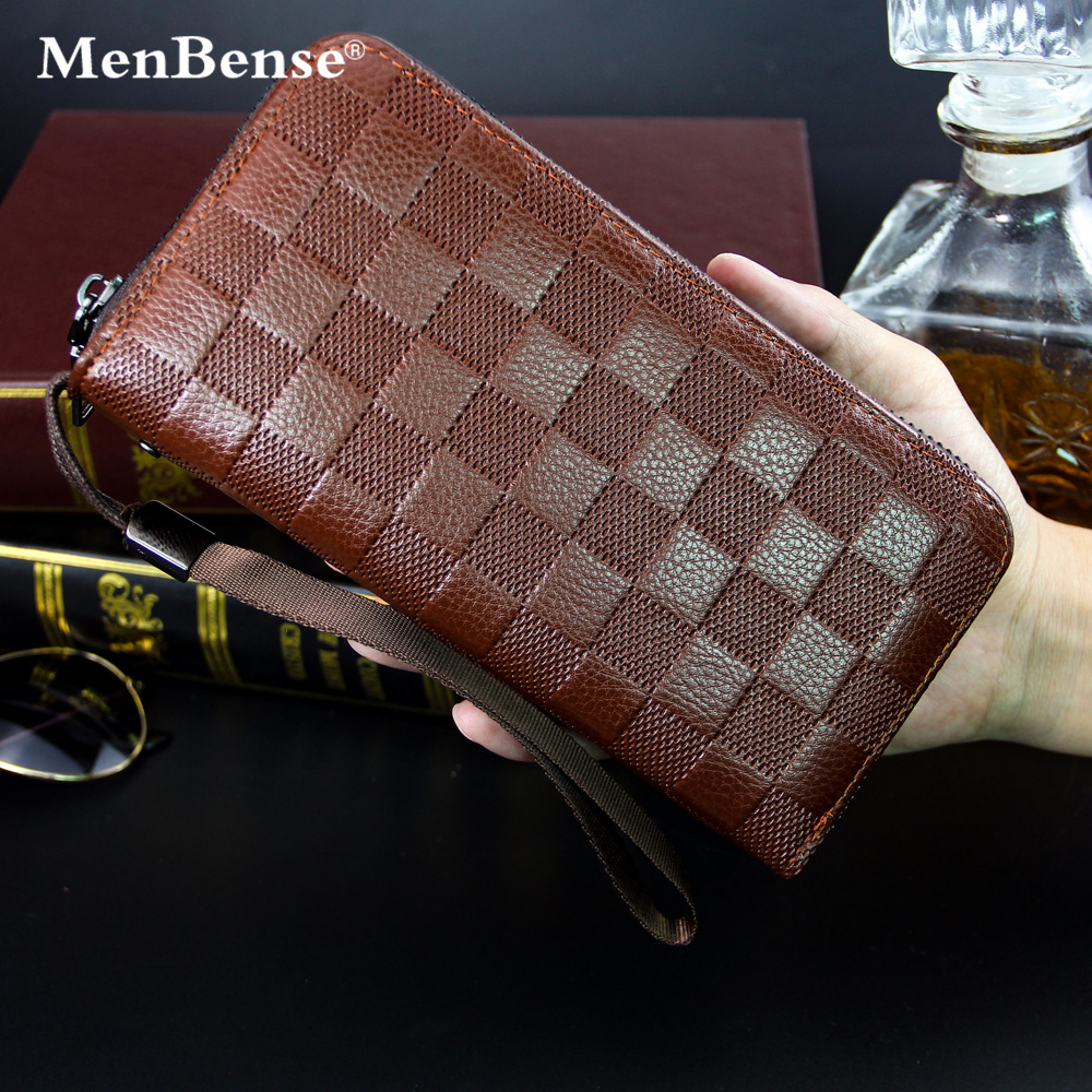 A cuadros de los nuevos hombres cremallera embrague largo casual de gran capacidad de Los Hombres Cartera de comercio exterior AliExpress cartera