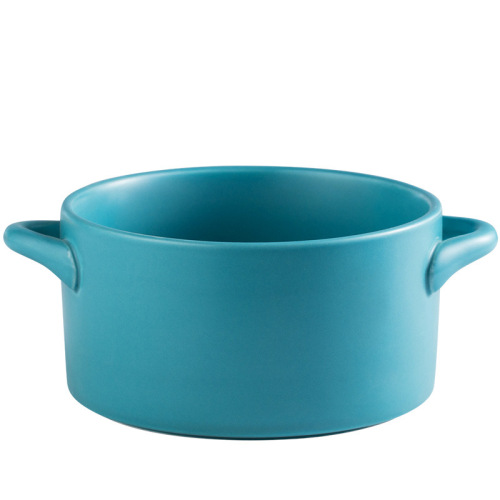 Creative ceramic double-ear soup pot household soup bowl salad baked rice bowl kitchen hotel tableware ornaments set