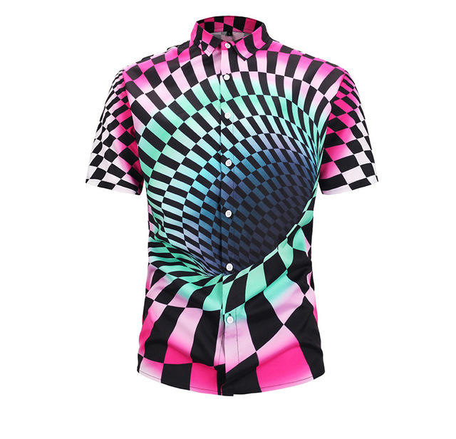 New shirt Loose Short Sleeve Hallucination Vortex 3D Printed Shirt 