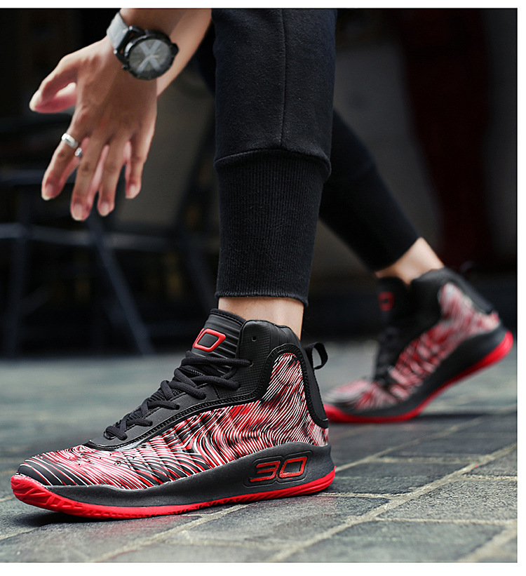 Buty do koszykówki, wysokie buty bojowe męskie, oddychające młodzieżowe buty sportowe na wiosnę i jesień_voghion.com