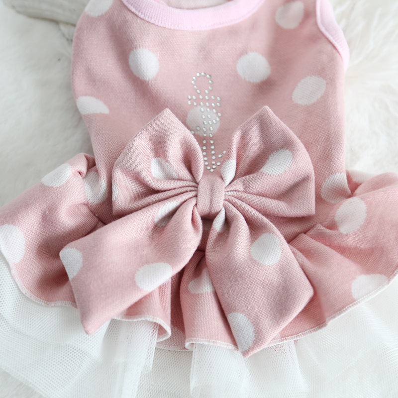 波点烫钻蝴蝶结裙