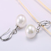 Silver needle, short hypoallergenic earrings from pearl, silver 925 sample, simple and elegant design, internet celebrity