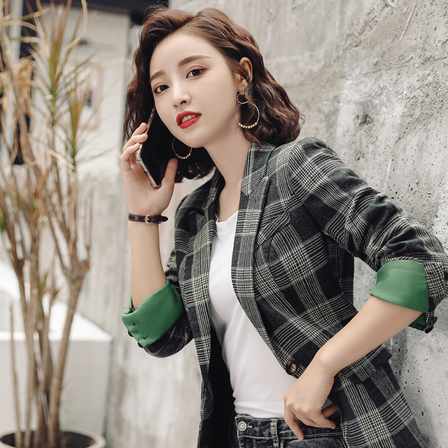 Retro Chequered Small Suit Suit New Professional Suit for Women 