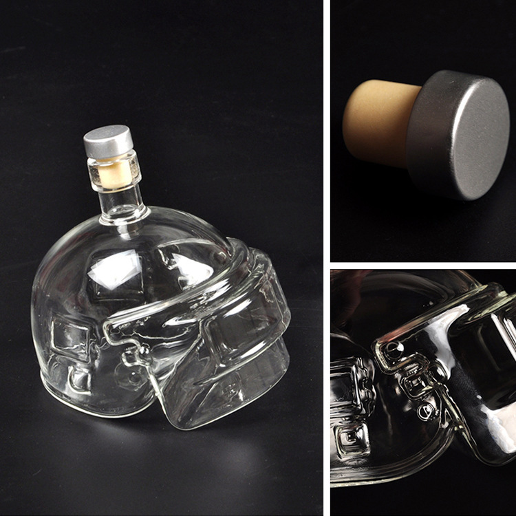Venta directa de fábrica casco botella de vino cráneo vodka botella de vino creativo botella de vidrio casco botella de vino