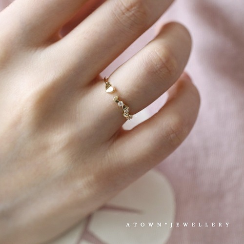 S925 sterling silver plated 14K gold platinum women's open ring ring adjustable tail ring exquisite hollow retro feel delicate