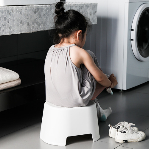 Plastic stool children's bathroom bathroom non-slip stool stackable living room low stool white shoe changing stool thickened home