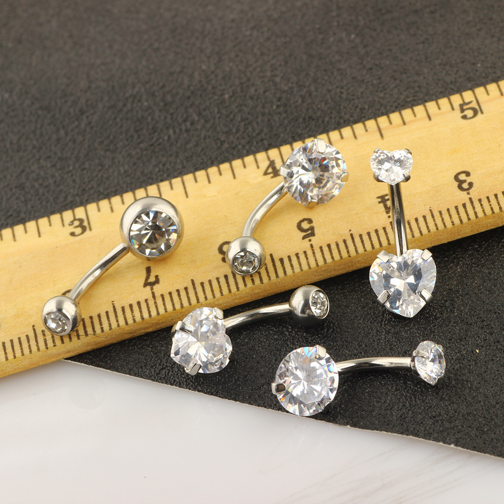 Amazon Hot Sale 5 Piece Stainless Steel Belly Button Rings Set - Fashionable Body Piercing Jewelry for Men and Women detail image 8