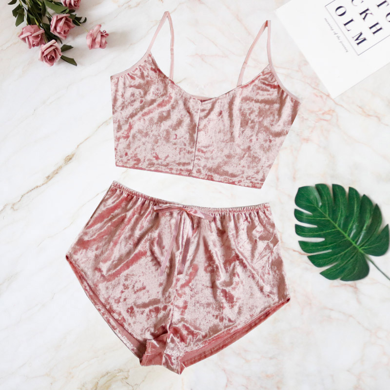 sexy V-neck velvet underwear set NSYO8655