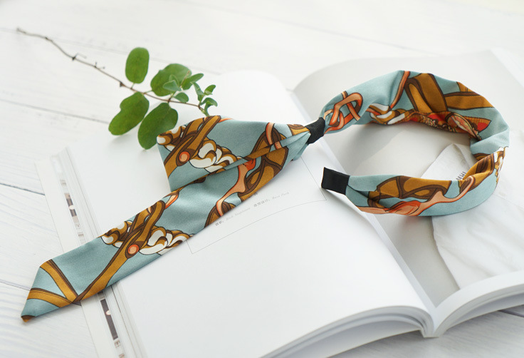 New Fashion Floral Satin Ribbon Silk Scarf Tie Headband display picture 5