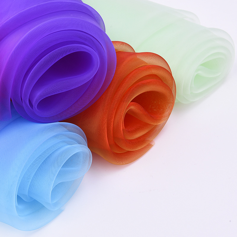 婚庆背景纱幔欧根纱蓬蓬纱甜品台桌布美人纱黑色粉色包花婚礼布幔