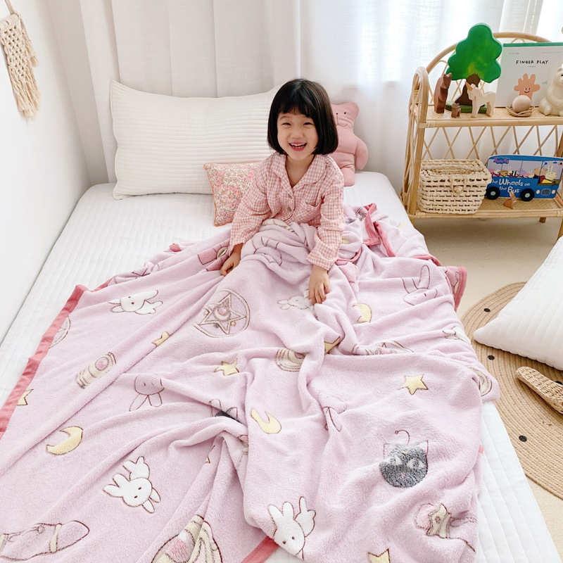 wholesale Cartoon Snowflake Cashmere blankets air conditioner blanket Single Office Siesta Blanket Sofa blanket Lunch blanket sheet