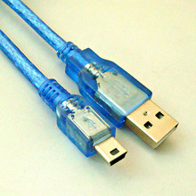 MINI USB数据线 T型口迷你数据线 透明蓝USB2.0 AM/MINI5P数据线