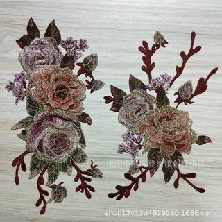 创豪绣品 金线刺绣牡丹花服装辅料水溶花边