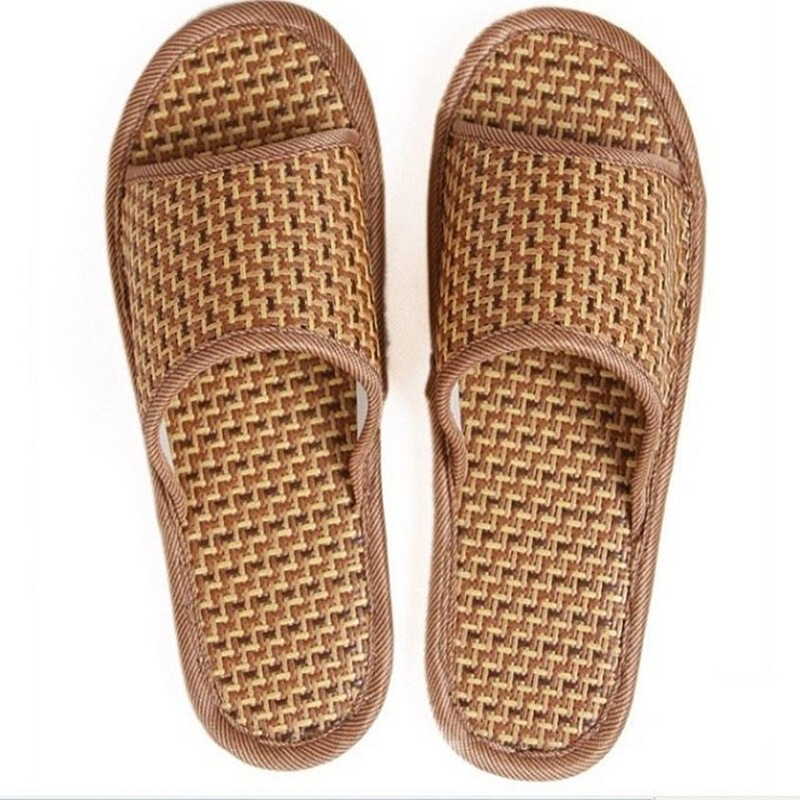 Summer Bamboo and Rattan Woven Sandals for Home Indoor and Outdoor Use, Comfortable for Men and Women, Couple Style, Wholesale Non-Slip Slippers