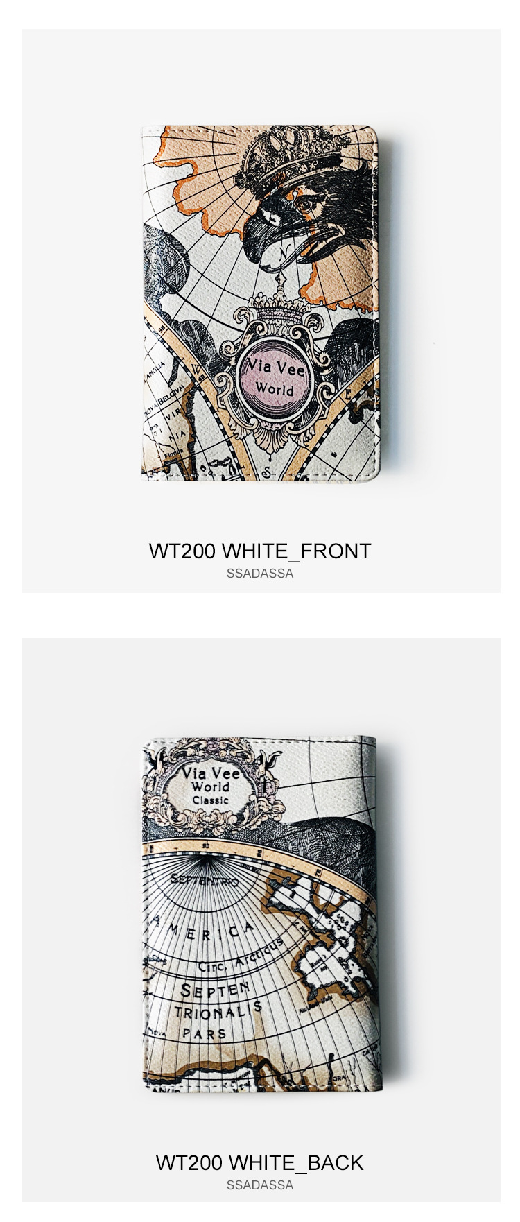90g Weight Nylon Lining Material Pu Leather Material Unisex Gender Square Shape White, Green, Blue Color Korean Map Passport Bag Travel  Passport Clip Creative Passport Set  Bag Hot Sale Wholesale Nihaojewelry 4