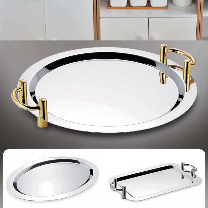 不锈钢镜盘自助餐厅西点盘面包盘子水果盘外贸出口不锈钢盘 A