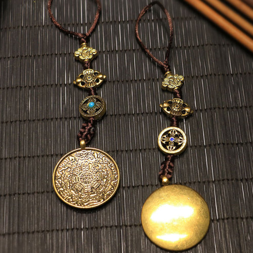 Wholesale Tibetan Nine Palaces Eight Trigrams Belt Pendant, Esoteric Manjushri Twelve Zodiac Zinc Alloy Belt Pendant, Street Vendor Supply