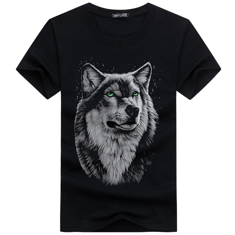 Summer new 3D wolf head short sleeve T-shirt men plus fat size youth tide half sleeve T-shirt manufacturers wholesale