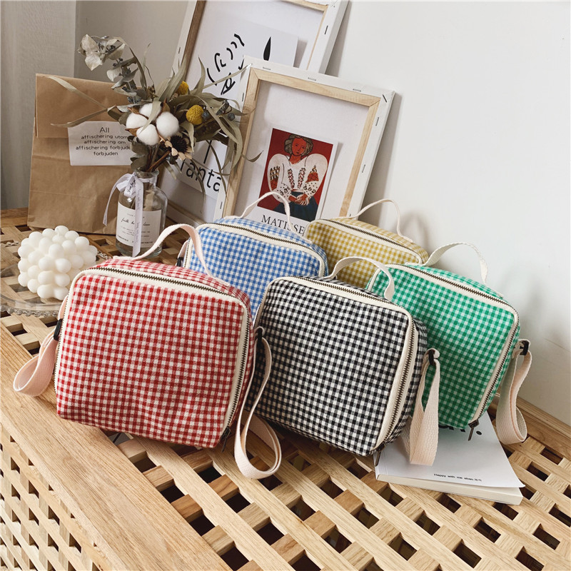 韓版兒童包2019新款百搭格子男女童斜跨包可愛幼兒寶寶單肩手提包