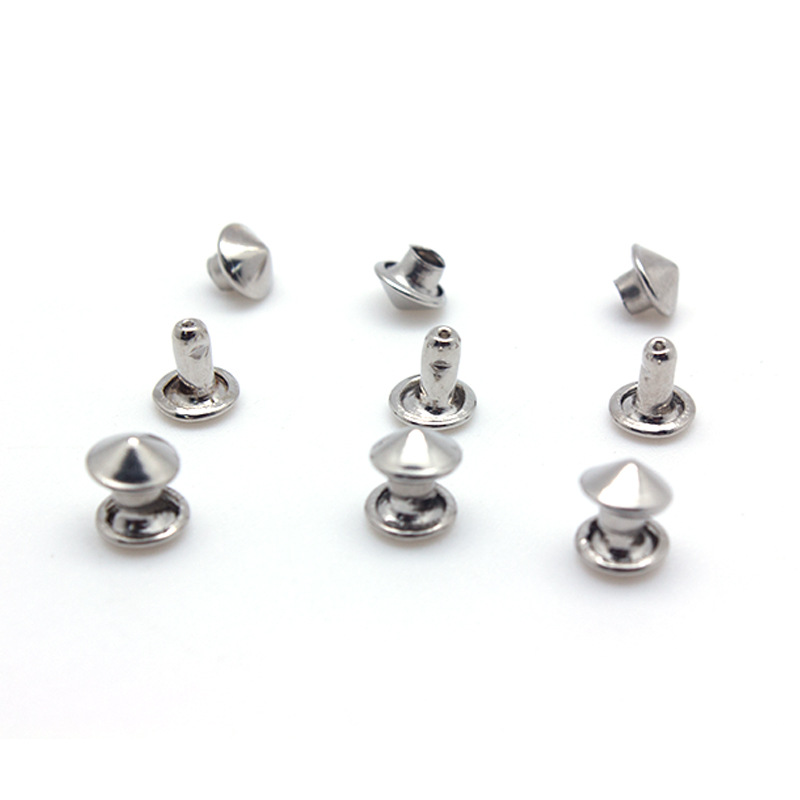 源头厂家供应白镍圆尖面双面撞钉 牛仔裤箱包装饰辅料铆钉