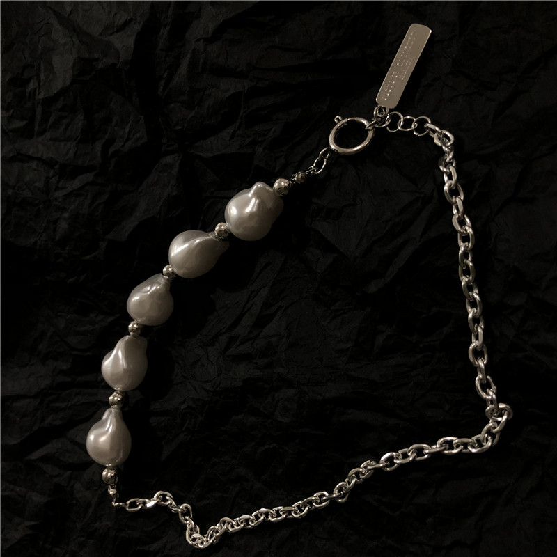 Europäisches Und Amerikanisches Kaltes Design, Speziell Geformte Barock Perlenkette, Spleißkette, Ins Netz, Rote Gezeiten Halskette display picture 8