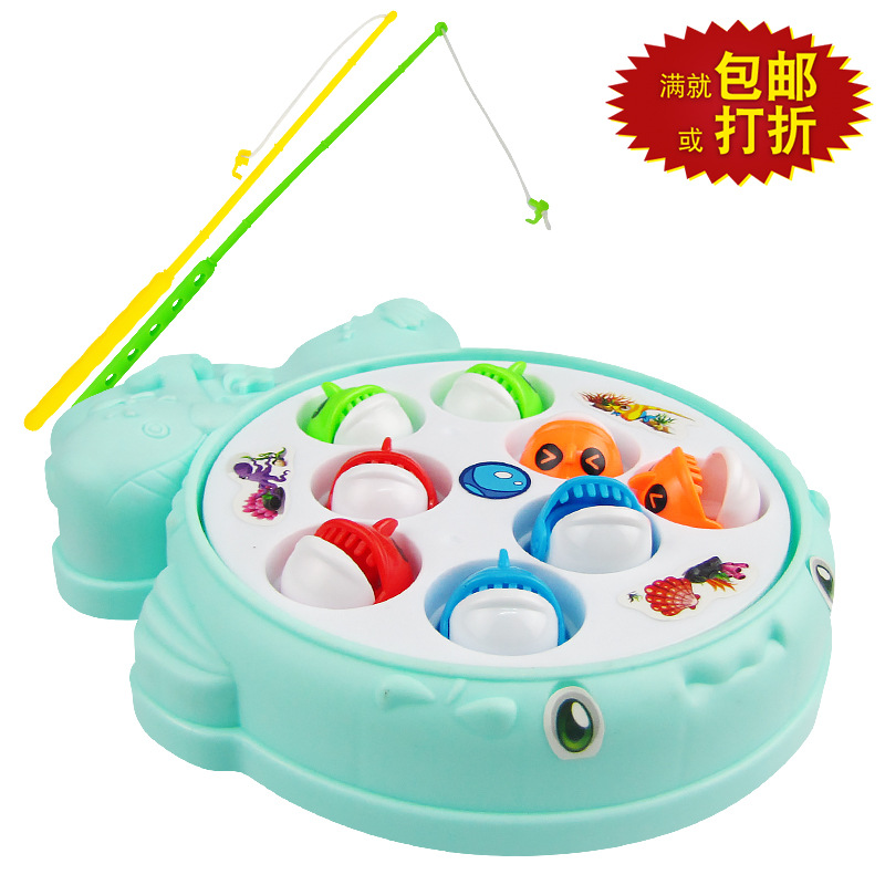 Nuevos niños eléctricos MESA DE PESCA giratoria rompecabezas musical traje de pesca juego interactivo entre padres e hijos juguetes de Venta caliente