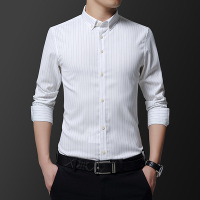 Spring and autumn season new pattern man Long sleeve shirt Korean Edition Trend Youth leisure time Anti wrinkle DP Self cultivation stripe jacket