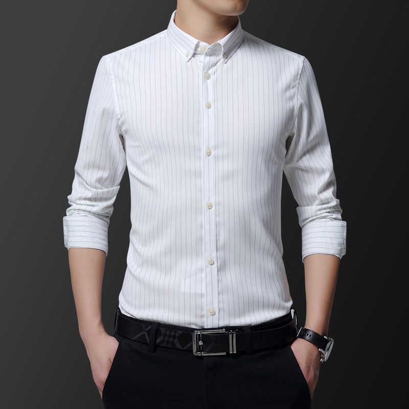 Spring and autumn season new pattern man Long sleeve shirt Korean Edition Trend Youth leisure time Anti wrinkle DP Self cultivation stripe jacket