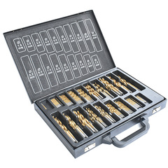 High-speed steel titanium-coated twist drill bits, 170 pieces set of electric drill hole straight shank drill bits 1.0-10.0mm woodworking drill bit set