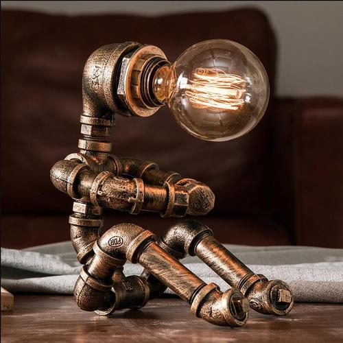 American country creative retro bar coffee shop industrial wind pipe dimmable desk lamp study bedroom night light