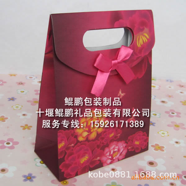 十堰礼品手提袋,蝴蝶结翻盖手提袋白卡纸袋精品手提袋,翻盖礼品袋