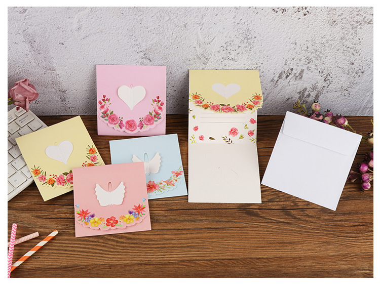 Creative Wings Heart Message Blessing Valentine's Day Greeting Card display picture 3