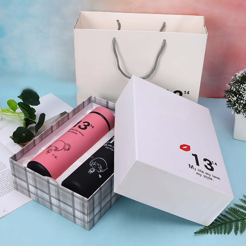 时尚橡胶漆不锈钢保温杯1314套装礼盒装情侣水杯广告促销礼品杯子