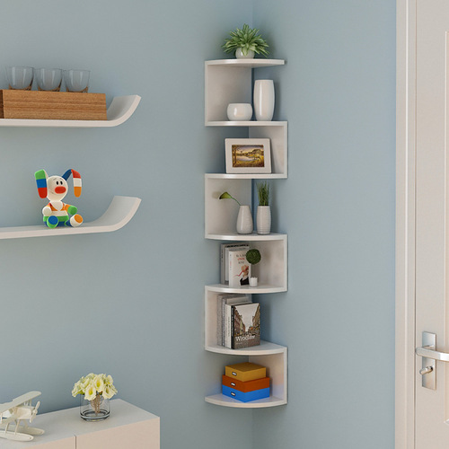 Wall shelf corner bookshelf wall corner shelf wall triangular shelf wall-mounted corner partition wall corner decoration bookshelf