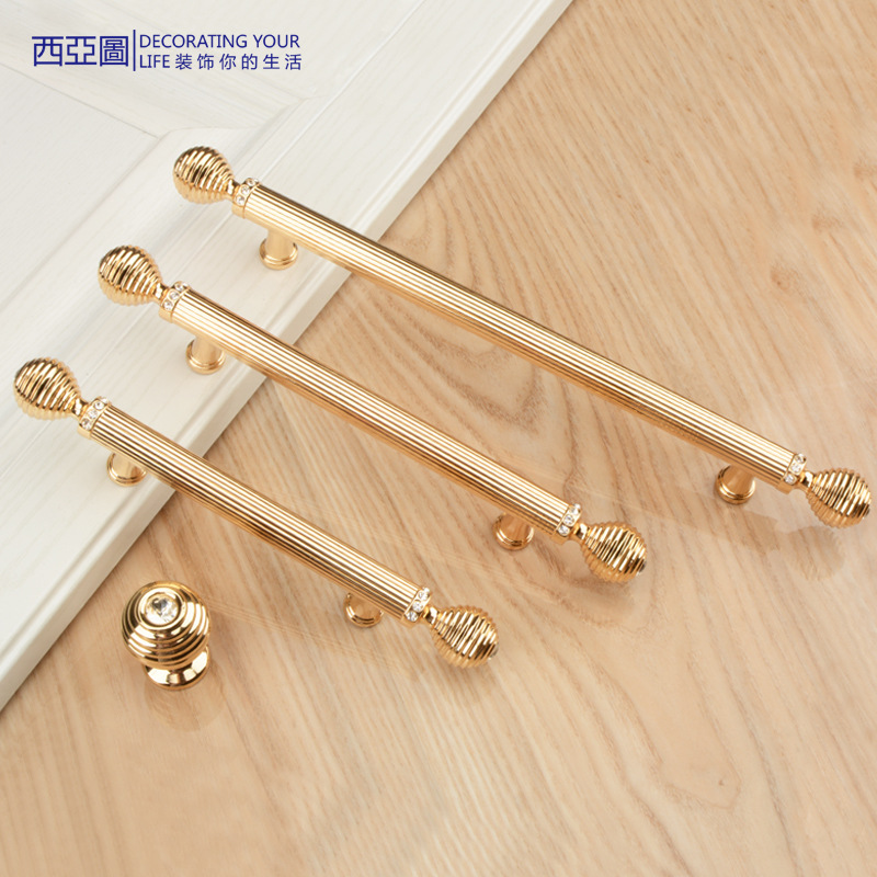 Light luxury crystal golden European simple wardrobe door drawer…