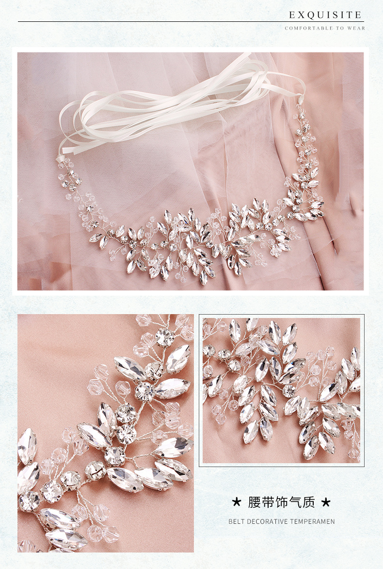 Fashion bridal belt horse eye rhinestone handmade beaded girdle wedding dress accessories