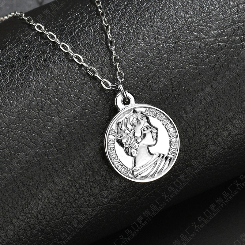 Necklace Couple Detachable Three-layer Pin Double-sided Corrosion Stainless Steel Round Coin Pendant display picture 5