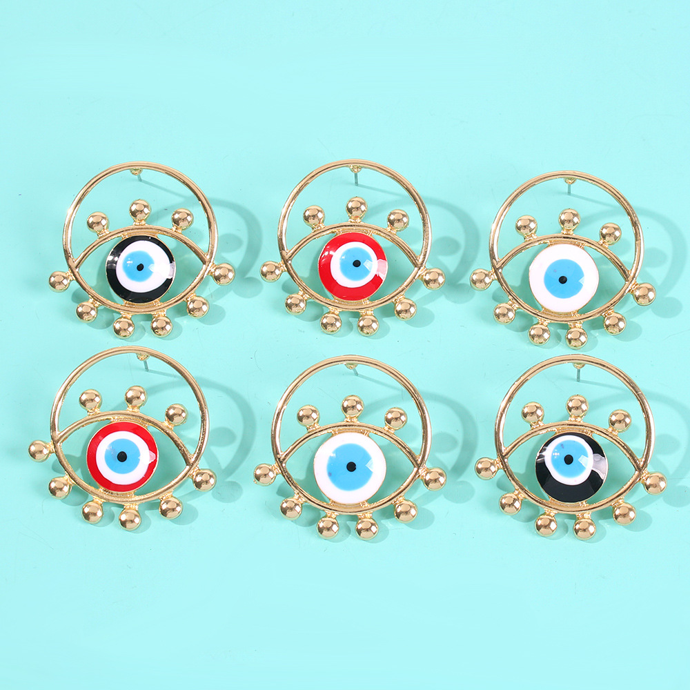 Jewelry Geometric Round Alloy Drop Oil Devil&#39;s Eye Retro Earrings display picture 4