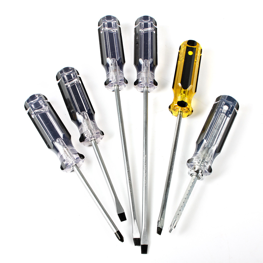 Color de la raya transparente negro con agujero zanja mango grande Destornillador Cruz palabra ciruela hogar herramientas reparación industrial